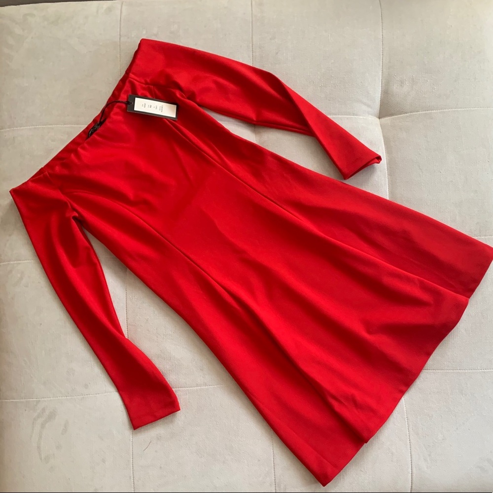 Red off the shoulder dress